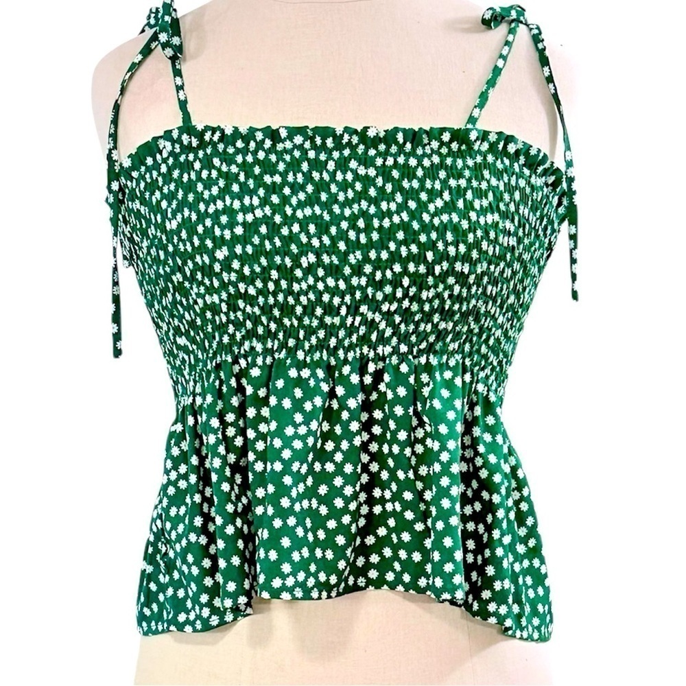 SHEIN | Green Floral Top with Tie Straps